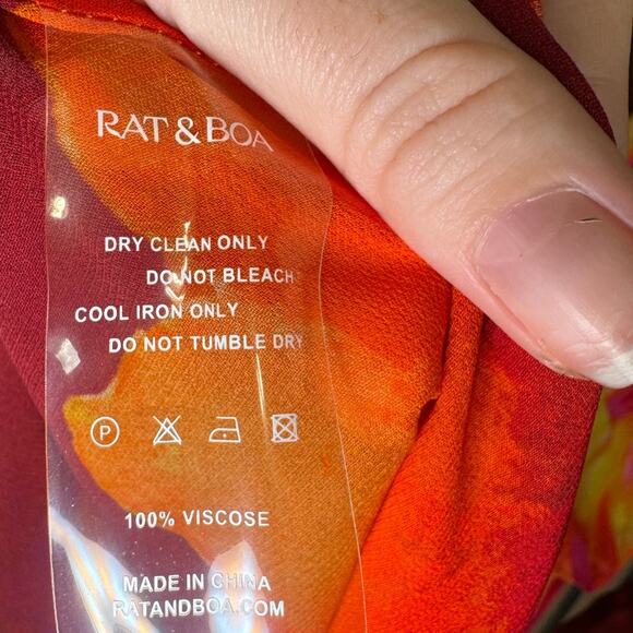 NWT Rat And Boa Dali Dress Tie Dye Open Back Mini Red Orange Size Small - Picture 13 of 15
